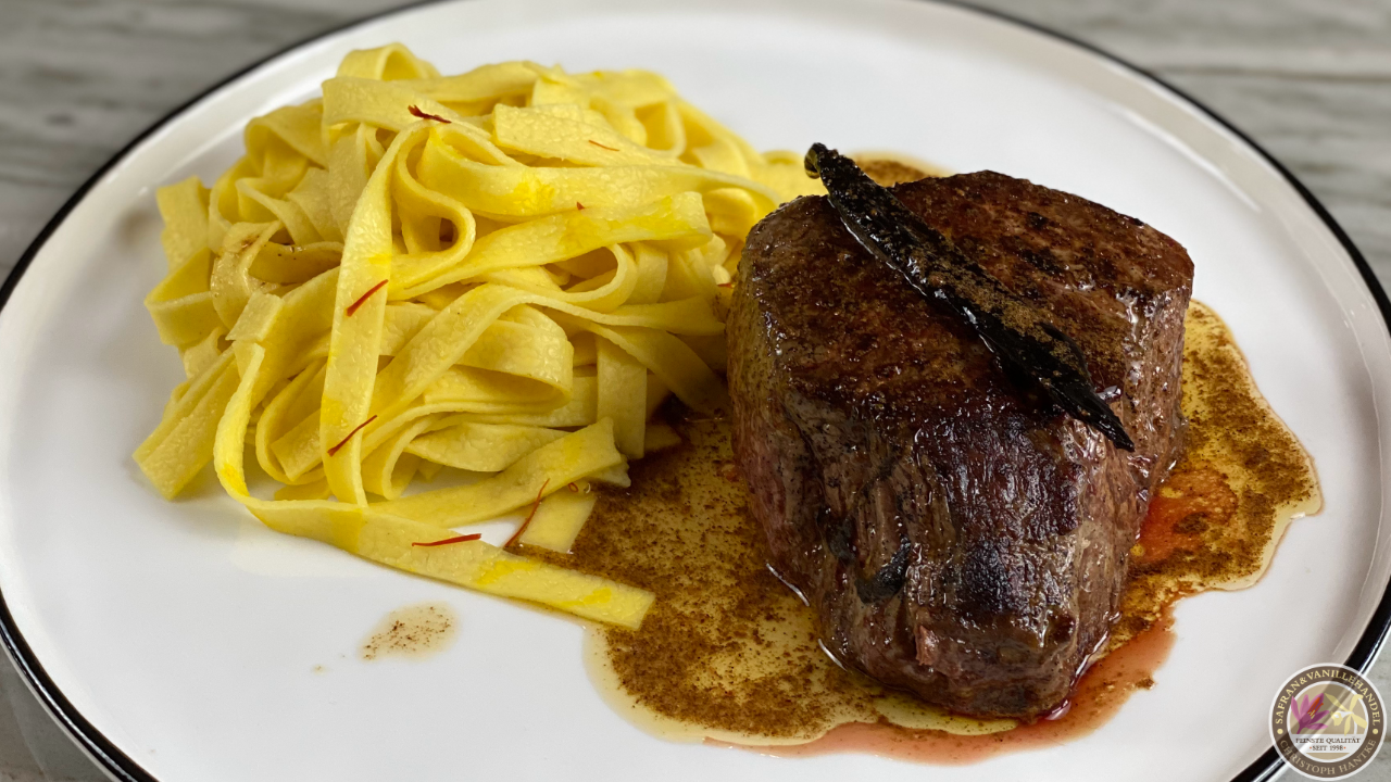 Rinderfilet mit Vanille und Safrannudeln